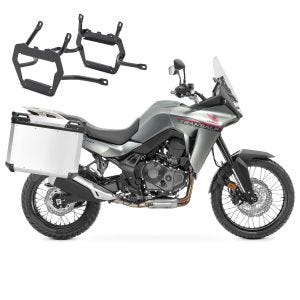 Set Alukoffer+ Kofferträger passend für Honda Transalp XL 750 23-24 Aluminium Koffer Bagtecs QP48 silber