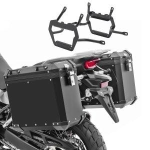 Set Alukoffer+ Kofferträger passend für Honda Transalp XL 750 23-24 Aluminium Koffer Bagtecs GX38 schwarz