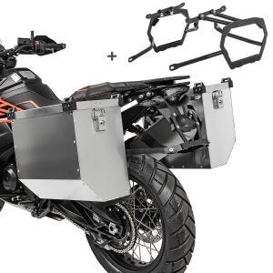 Aluminium Side cases 34-40L compatible with Aprilia Tuareg 660 22-24 +  pannier holder Bagtecs Atlas