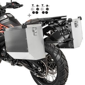 Aluminium panniers set 36L compatible with Honda Transalp XL 600/ 650/ 750/ V Bagtecs Atlas + kit for pannier rack