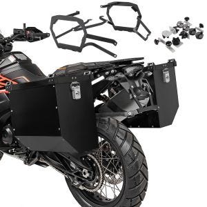 Aluminium Side cases 2x40L compatible with Aprilia Tuareg 660 22-24 + pannier holder Bagtecs Atlas black