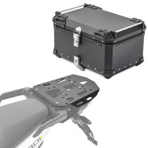 Set Aluminium Top Case + Rear Rack compatible with Husqvarna Norden 901 21-24 Top Box XB65 black Bagtecs