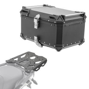 Set Alu Topcase + Gepäckbrücke passend für BMW R 1200 / 1250 GS 13-23 Bagtecs XB65 schwarz