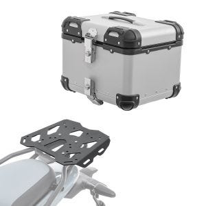 Set Alu Topcase + Gepäckbrücke passend für Royal Enfield Himalayan 450 2024 Bagtecs XS45 silber