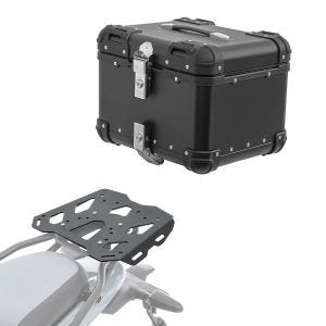 Set Alu Topcase + Gepäckbrücke passend für Royal Enfield Himalayan 450 2024 Bagtecs XS45 schwarz