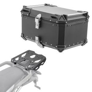 Set Alu Topcase + Gepäckbrücke passend für Triumph Tiger 900 GT / Pro 20-24 Bagtecs XB65 schwarz