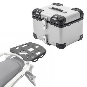 Set Alu Topcase + Gepäckbrücke passend für Husqvarna Norden 901 21-24 Bagtecs XS45 silber