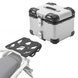 Set Alu Topcase + Gepäckbrücke passend für Honda Transalp XL 750 23-24 Bagtecs XS45 silber