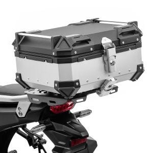 Top Case compatible with Royal Enfield Bullet / Himalayan Aluminium Top Box Bagtecs XB28 silver