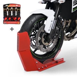 Motorradwippe Set Vorderrad mit 4-fach Spanngurten in rot ConStands SW16_1