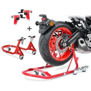 Motorrad Montageständer Set Rangierhilfe Constands VMR Motorradständer vorne und hinten rot_1