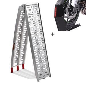 Motorrad Auffahrrampe Alu CS1 + Motorradwippe Easy Fix klappbar max. 340kg_1