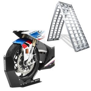 Motorrad Auffahrrampe Alu CS5 + Motorradwippe Easy Fix klappbar max. 680kg_1