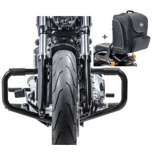 Set STM28 Sturzbügel Mustache mit Hecktasche TM4 für Harley Dyna Super Glide Custom 05-15_1