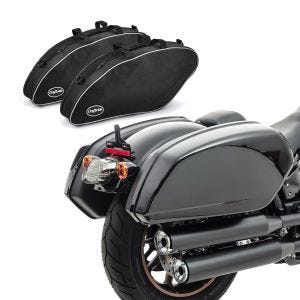 Set: Hard saddlebags fit for Harley Davidson Low Rider / S / ST 18-24 with brackets Craftride HB14 + Crash Bars