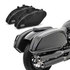 Set: Hard saddlebags fit for Harley Davidson Softail Street Bob / 114 / Standard 18-24 with brackets Craftride HB14 + Inner Liner Bags