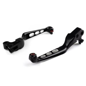 Brake and Clutch Lever Set Edge Cut fits for Harley Davidson Dyna Super Glide Custom 05-15 black Craftride