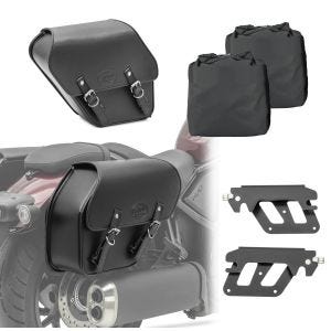 Set 2x Satteltasche + Halter für Harley Davidson Dyna Super Glide Custom 05-15 Craftride FRG-P_1
