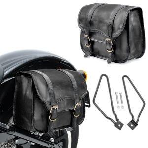 Set 2x Satteltaschen + Halter für Royal Enfield Himalayan / Meteor 350 Craftride SV1 schwarz_1