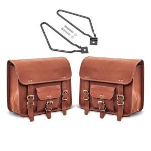 Set 2x Satteltaschen + Halter für Royal Enfield Himalayan / Meteor 350 Craftride SV1 braun_1