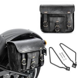 Satteltaschen SVS + Satteltaschenhalter für Triumph Bonneville Bobber / Black Craftride schwarz_1