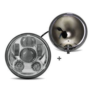 LED Scheinwerfer Set 5,75 Zoll für Harley Davidson Dyna Super Glide Custom 05-15 chrom Craftride C6_1