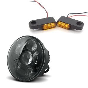 LED Scheinwerfer Set für Harley Davidson Sportster Forty-Eight 48 / Special + Lenkerblinker Craftride E-Prüfzeichen_1