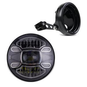 LED Headlight 7" Inch Set Motorcycle Universal Headlamp Projector black Craftride F7