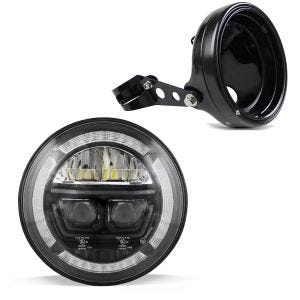 LED Headlight 7" Inch Set Motorcycle Universal Headlamp Projector black Craftride F10