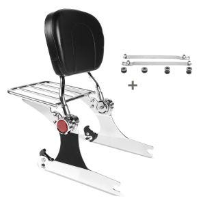 Sissybar fits for Harley Davidson Dyna Street Bob 06-08 Craftride Fast Driver-L Flex incl. Rack chrome