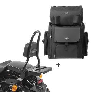 Sissy Bar CSM Fix + Hecktasche XL für Harley Sportster 1200 Nightster 08-12 Gepäckträger schwarz Craftride_1