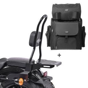 Sissy Bar CSL Fix + Hecktasche XL für Harley Sportster 1200 Nightster 08-12 Gepäckträger schwarz Craftride_1