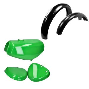 Tank / petrol tank green + fender compatible with Simson S51 / S70 fender + mud flap fender