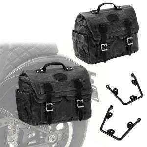 Set 2x Satteltaschen mit Halter für Honda Rebel 500 17-21 Craftride CV1F-schwarz links-rechts_1