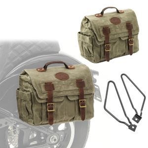 Set 2x Satteltaschen + Halter für Royal Enfield Classic 500 / Meteor 350 Satteltasche Craftride CV1 army green_1