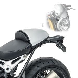Windschild Set für BMW R NineT 14-20 mit Soziusabdeckung silber Craftride WA1_1