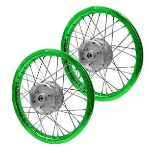 ,Set 2x Spoke wheel rim aluminum 1,,6x16 for Simson S51 S50 S70 Schwalbe KR51 alloy Craftride AF16S green,
