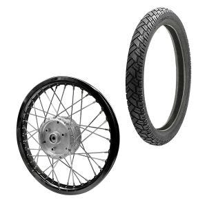 Speichenrad Felge Alu 1,6x16 passend für Simson S51 S50 S70 Schwalbe KR51 Alufelge Craftride AF28 schwarz + Reifen Vee Rubber VRM094 vorne hinten