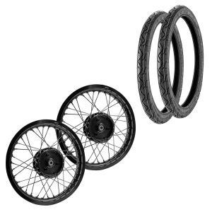 Set 2x Felge 1,85x16 breit Speichenrad Alu passend für Simson S51 S50 S70 Schwalbe KR51 Alufelge Craftride AF21 schwarz + 2x Reifen Vee Rubber VRM099 vorne hinten