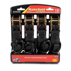 Motorrad Spanngurt Set ConStands mit Ratsche und Haken inkl 4x Zurrschlaufe in schwarz_1