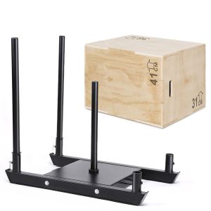 Set Fitness Gewichtsschlitten + Plyo Box 31x36x41 cm aus Holz Cranit SB17 Fitness Schlitten und Crossfit Box