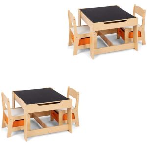 Set 2x 3-piece children's seating group made of wood KG1 Divit children's table group with 2 chairs