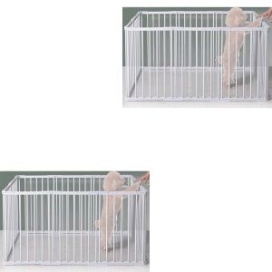 Set 2x Puppy run metal Divit animal playpen outdoor enclosure 95 x 48 x 26.77 inch PL17 white