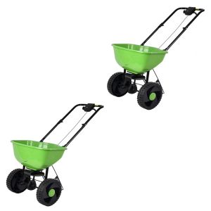 Set 2x Hand spreader salt shaker 15l Divit spreader fertilizer RE101 green