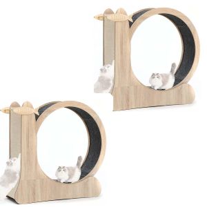 Set 2x Cat exercise wheel / scratching function Divit LK3 cat exercise wheel made of wood