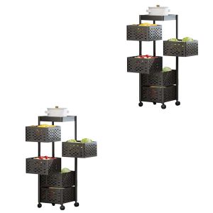 Set 2x Kitchen trolley on wheels with 5 levels KW56 Divit kitchen organizer