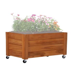 Plant pot on wheels Divit FC58 plant box raised bed wood 78 x 52 x 15.94 inch