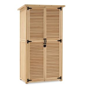 Garden shed wood Divit GH9 outdoor balcony cabinet lockable 65.75 inch