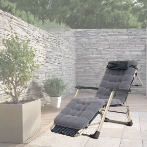Liegestuhl Garten LG25 180cm Sonnenliege klappbar Gartenstuhl grau DPL1