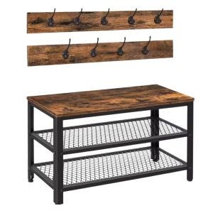 3-in-1 Flurgarderobe FB31 Flurmöbel Schuhbank mit Wandhaken